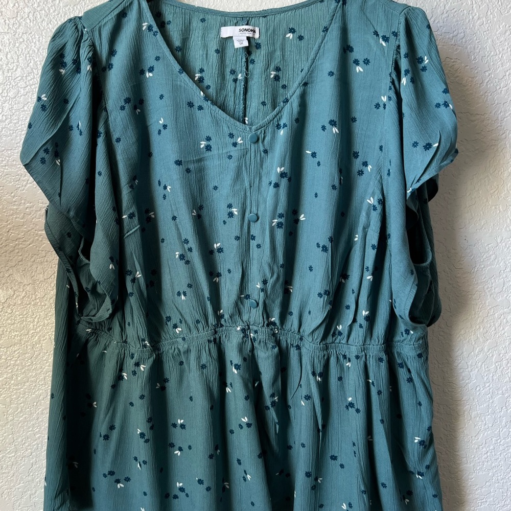 Women's blue floral blouse - XL